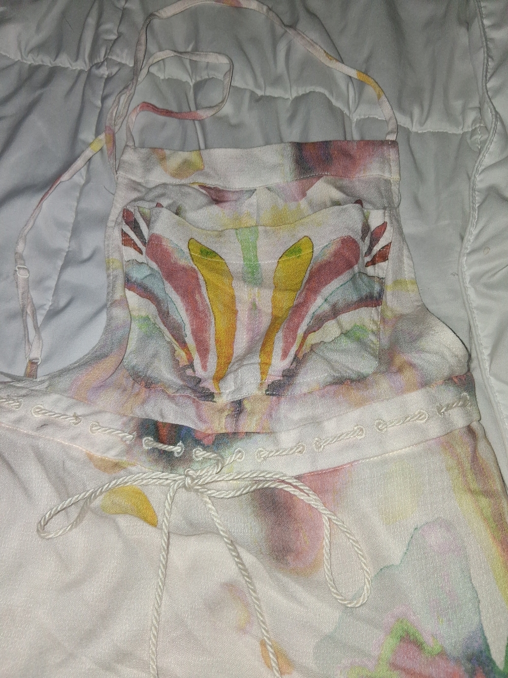 Free People White Multi-Color Watercolor Maxi Dress